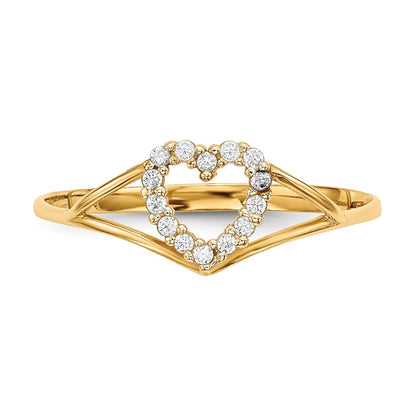 14K Yellow Gold CZ Heart Ring