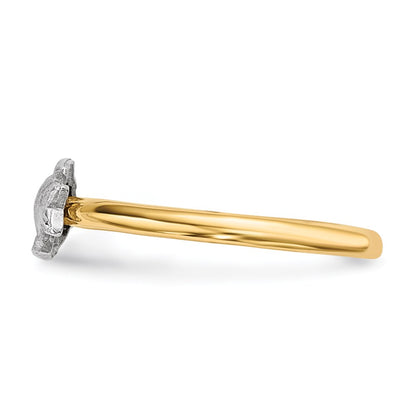 14k Two-Tone Gold Polished and Satin Fish Ring