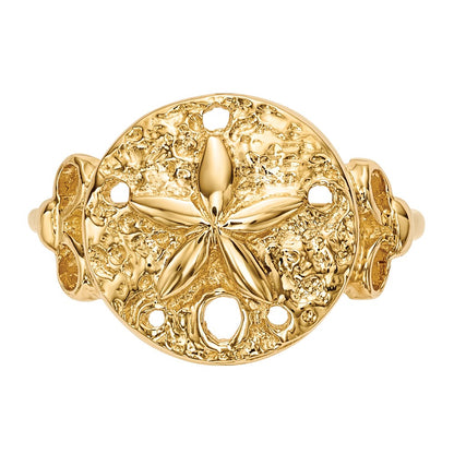 14K Yellow Gold Polished Sand Dollar Ring