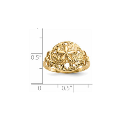 14K Yellow Gold Polished Sand Dollar Ring
