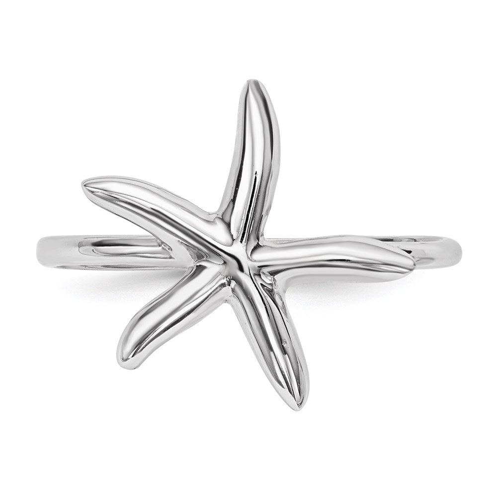 14k White Gold Polished Star Fish Ring