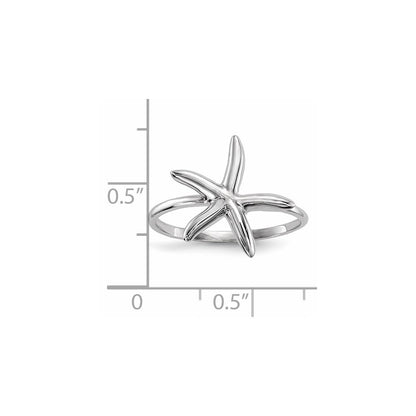 14k White Gold Polished Star Fish Ring