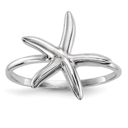 14k White Gold Polished Star Fish Ring
