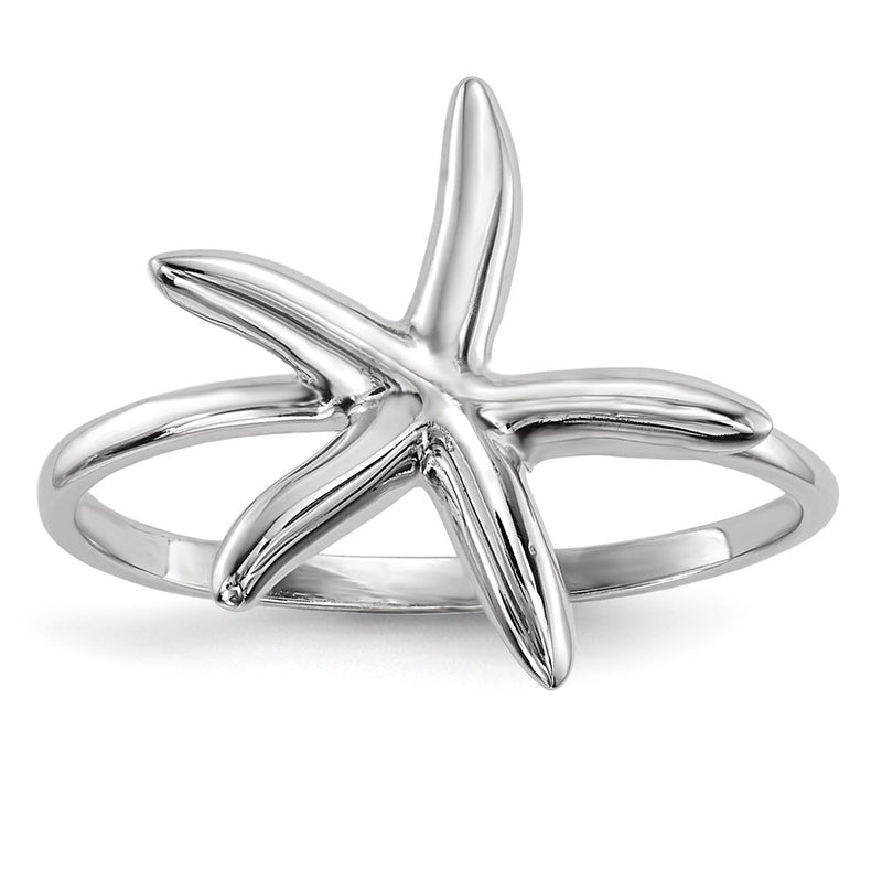 14k White Gold Polished Star Fish Ring