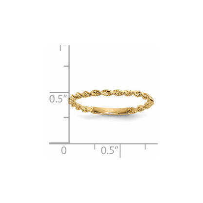 14K Yellow Gold Polished Twisted Rope Ring