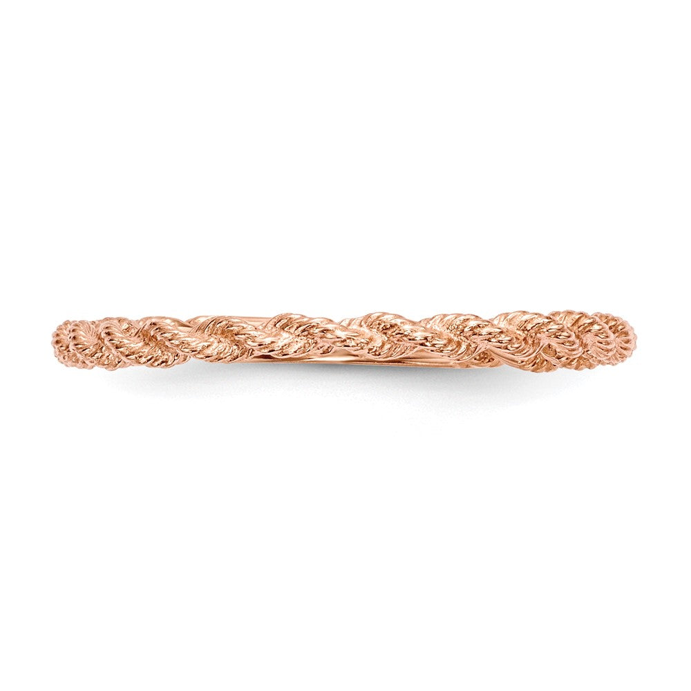 14k Rose Gold Polished Twisted Rope Ring