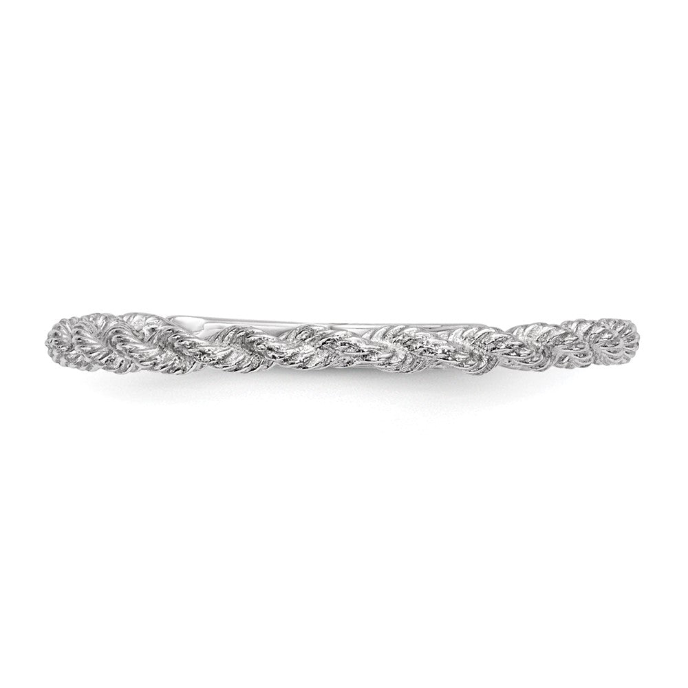 14k White Gold Polished Twisted Rope Ring
