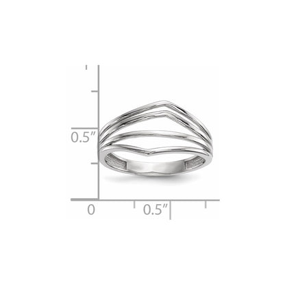 14k White Gold Polished 4-Bar Ring