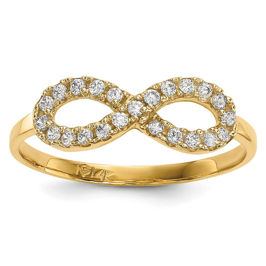 14K Yellow Gold CZ Infinity Symbol Ring
