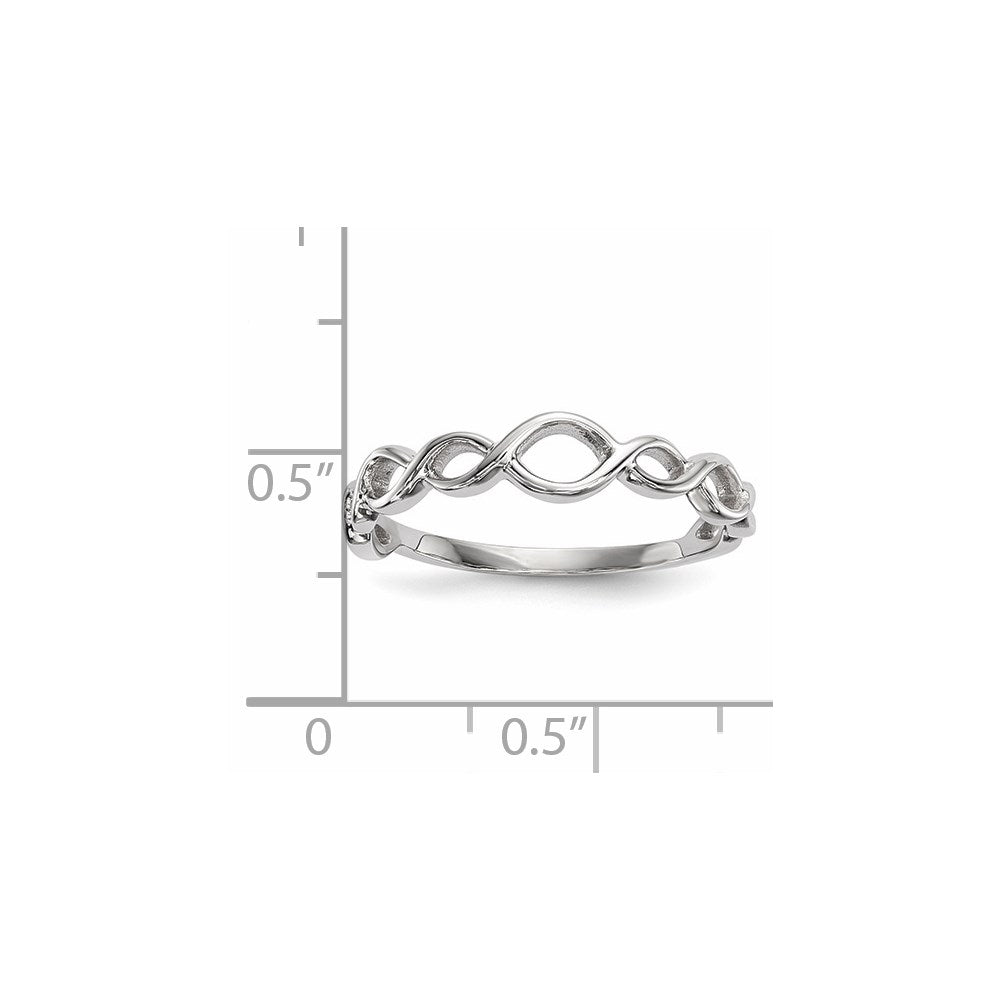 14k White Gold Polished Twisted Loops Ring