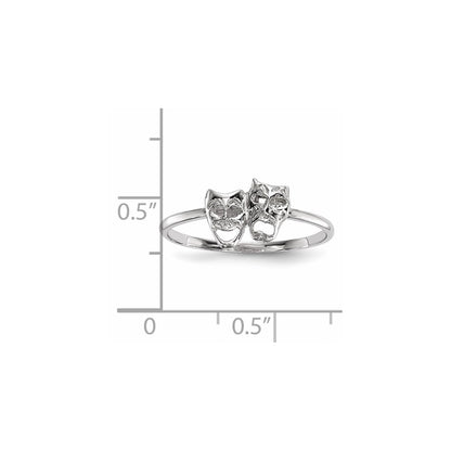 14k White Gold Polished Tragedy and Comedy Mask Ring