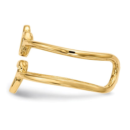 14K Yellow Gold Crown and Heart Double Shank Ring