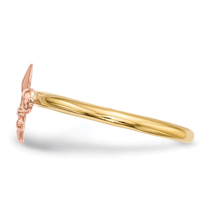 14k Two-Tone Gold Polished Fleur de Lis Ring