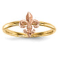 14k Two-Tone Gold Polished Fleur de Lis Ring
