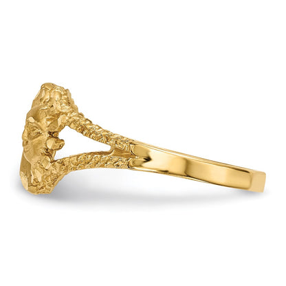 14K Yellow Gold Polished and Satin Diamond-cut Sun and Moon Ring