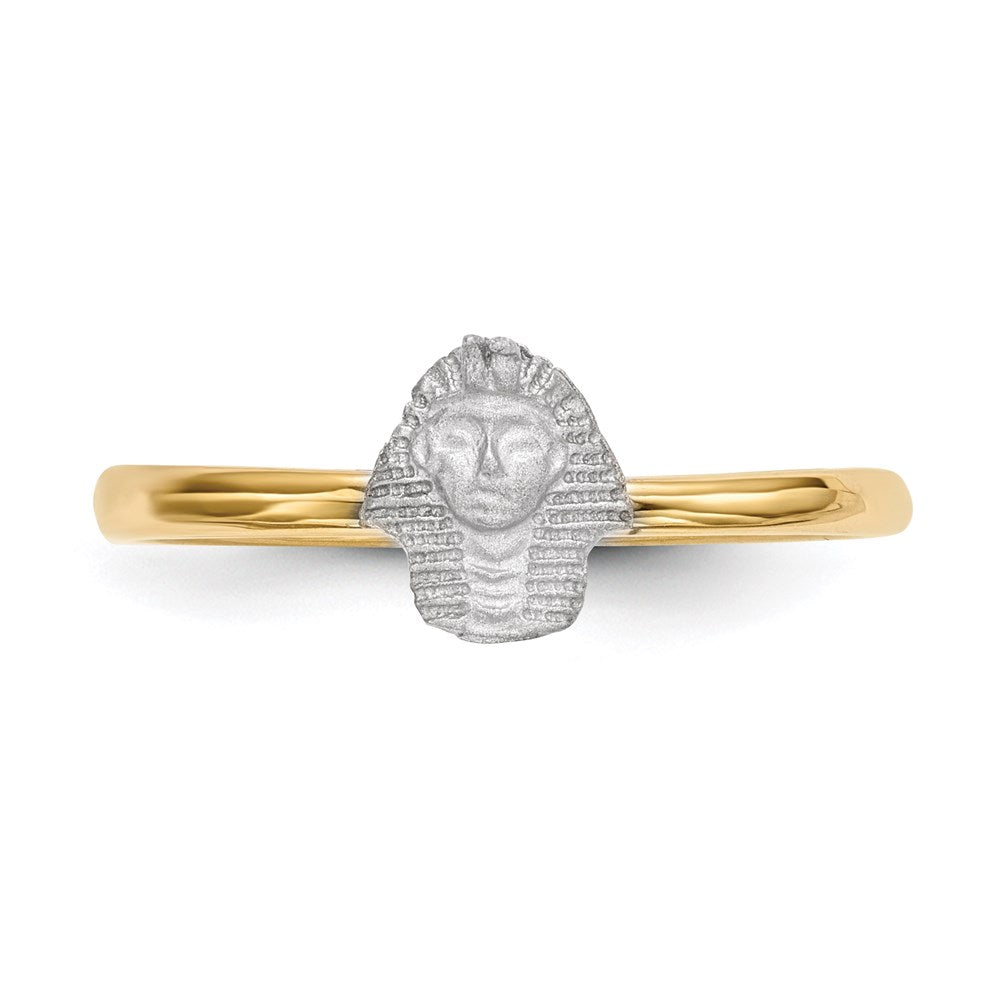 14k Two-Tone Gold Polished and Satin Pharaoh Ring