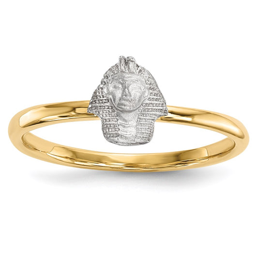 14k Two-Tone Gold Polished and Satin Pharaoh Ring