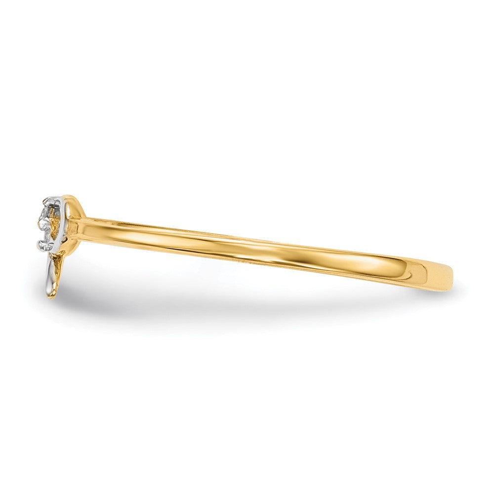 14k Yellow Gold w/Rhodium CZ Bow Ring