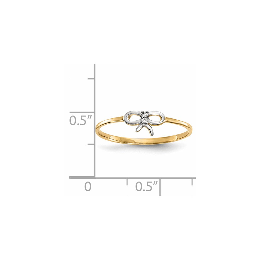14k Yellow Gold w/Rhodium CZ Bow Ring
