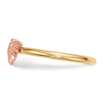 14k Two-Tone Gold Polished and Satin Butterfly Ring