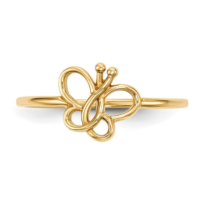 14K Yellow Gold Polished Butterfly Ring