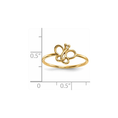 14K Yellow Gold Polished Butterfly Ring