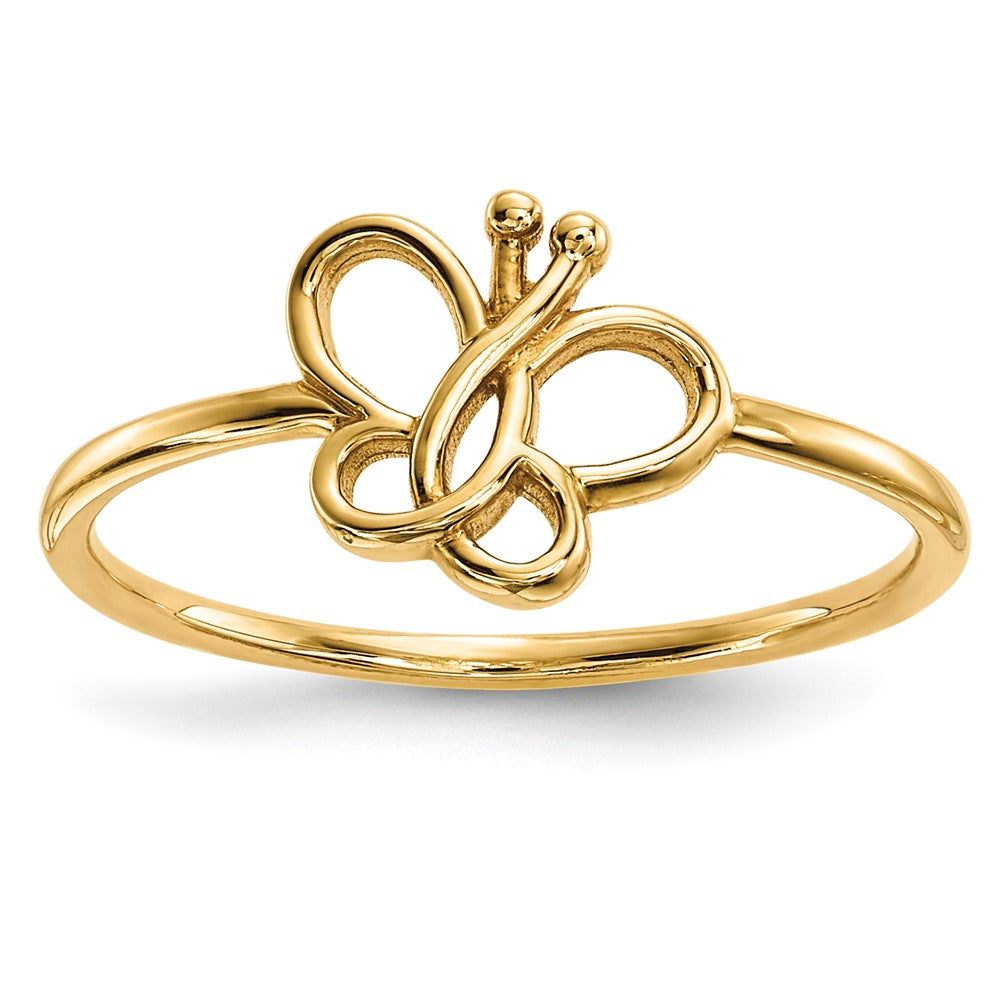 14K Yellow Gold Polished Butterfly Ring