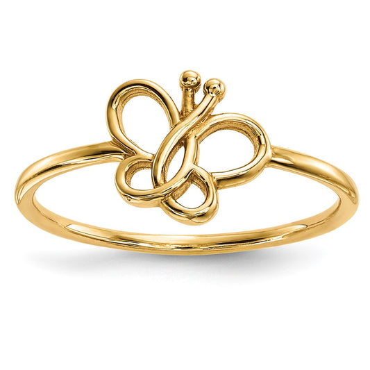 14K Yellow Gold Polished Butterfly Ring