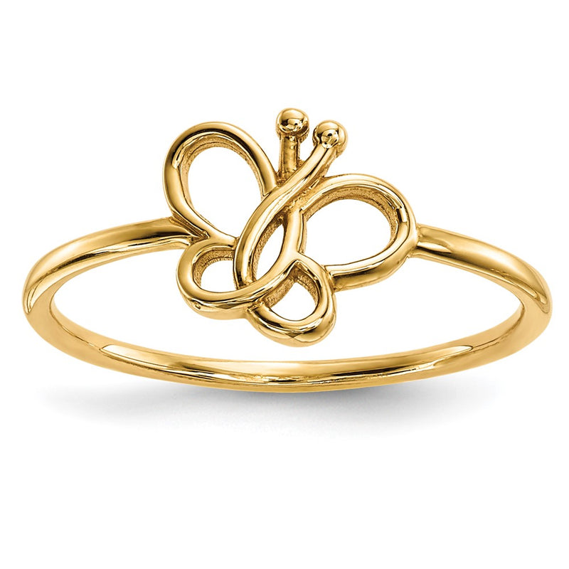 14K Yellow Gold Polished Butterfly Ring