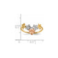 14k Two-Tone Gold White Rhodium Polished/Satin Flowers V-shaped Ring