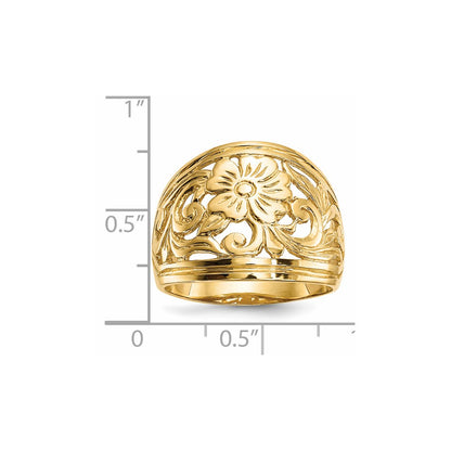 14K Yellow Gold Polished Floral Ring