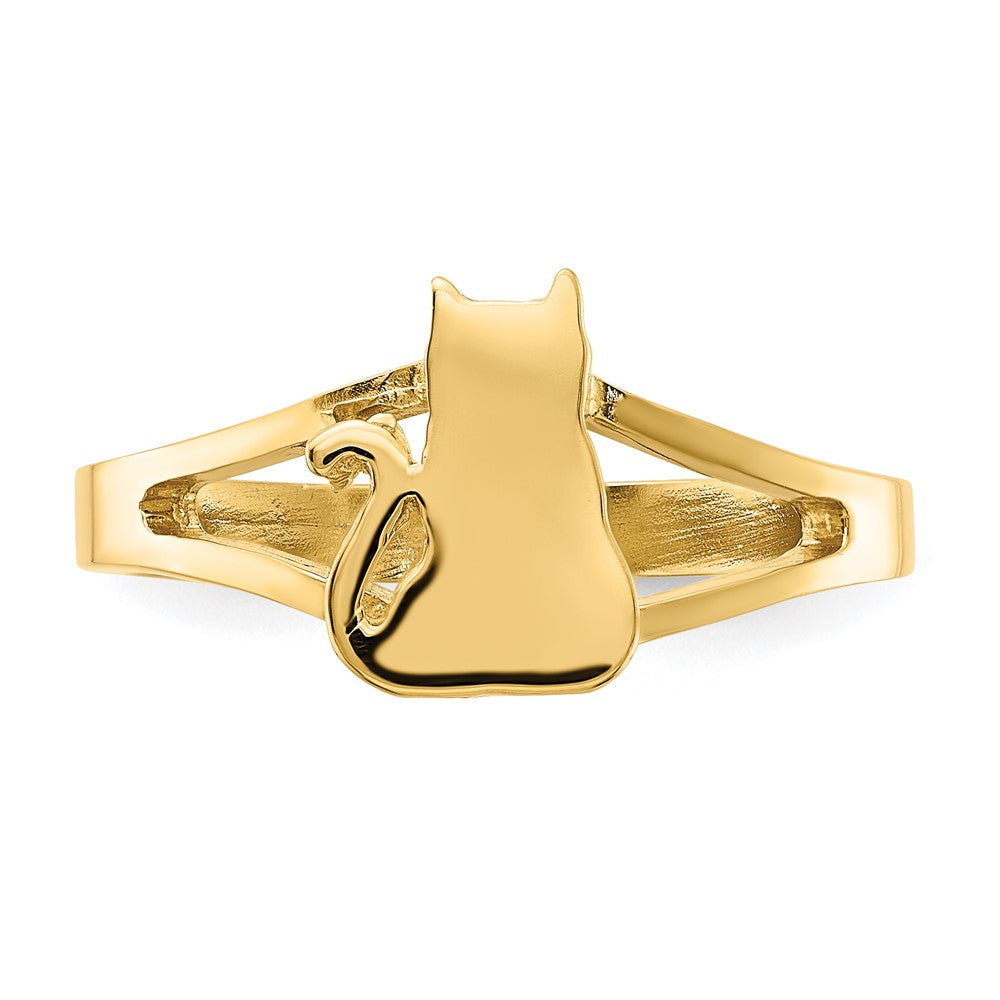 14K Yellow Gold Polished Cat Ring