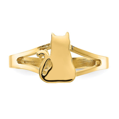 14K Yellow Gold Polished Cat Ring