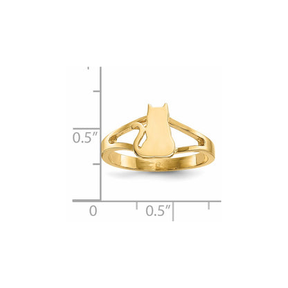 14K Yellow Gold Polished Cat Ring
