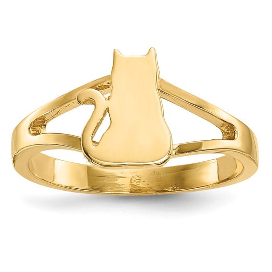 14K Yellow Gold Polished Cat Ring
