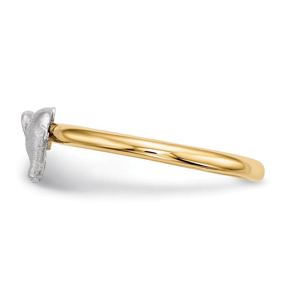 14k Two-Tone Gold Polished and Satin Elephant Ring