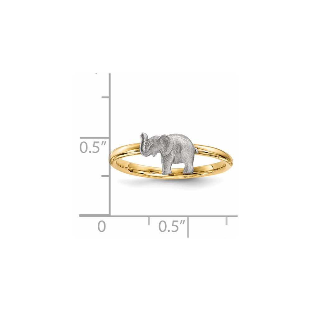 14k Two-Tone Gold Polished and Satin Elephant Ring