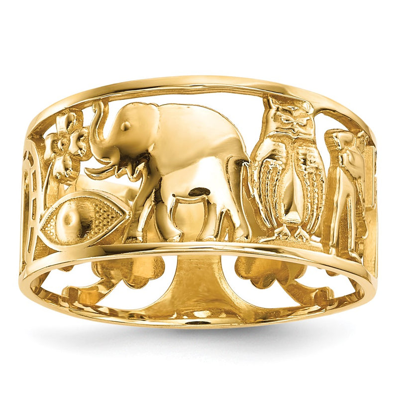 14k Yellow Gold Lucky Symbols Cut Out 9mm Band