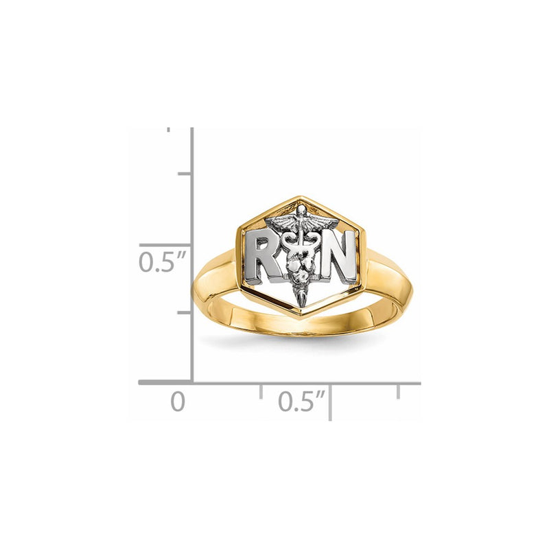 14k Two-Tone Gold Polished Registered Nurse Ring