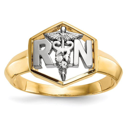 14k Two-Tone Gold Polished Registered Nurse Ring