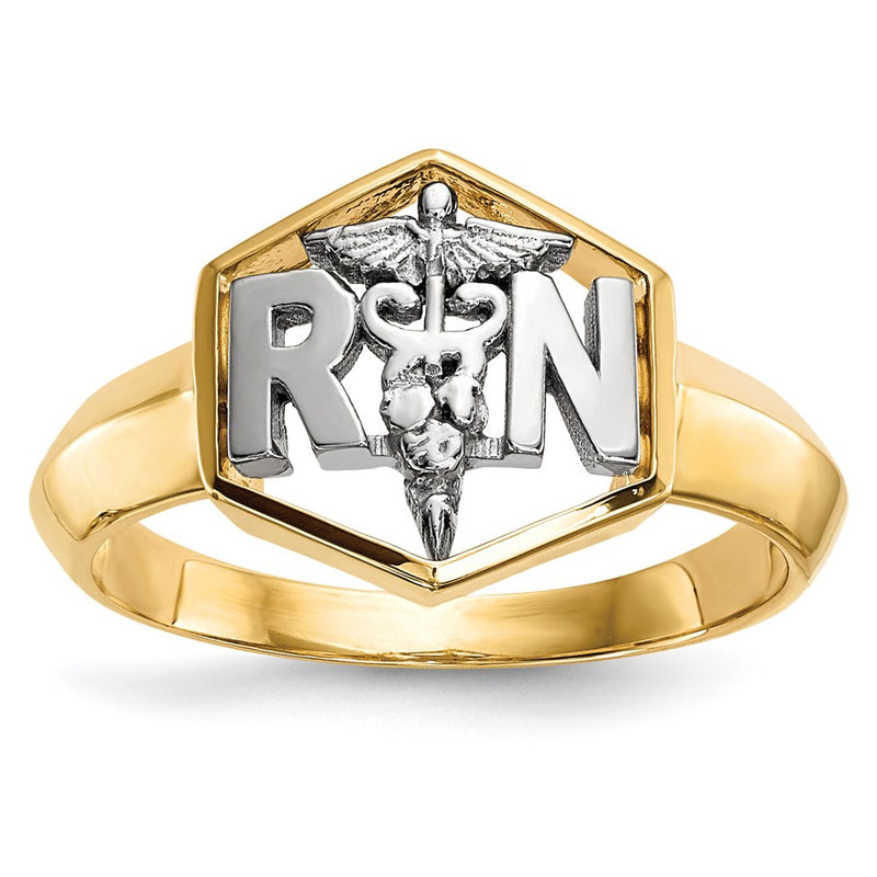14k Two-Tone Gold Polished Registered Nurse Ring