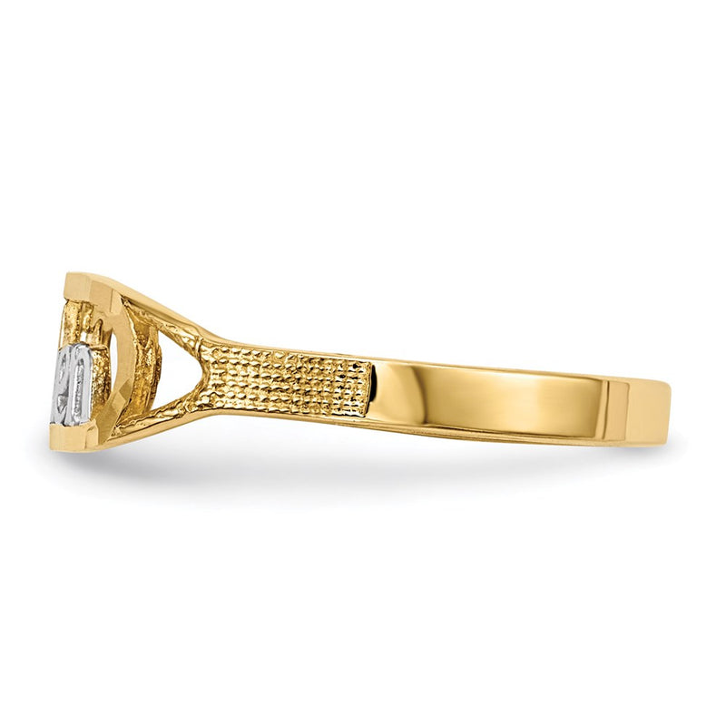 14k Yellow Gold w/Rhodium Diamond-cut TAKEN Ring