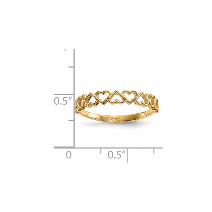 14K Yellow Gold 9-Hearts Ring