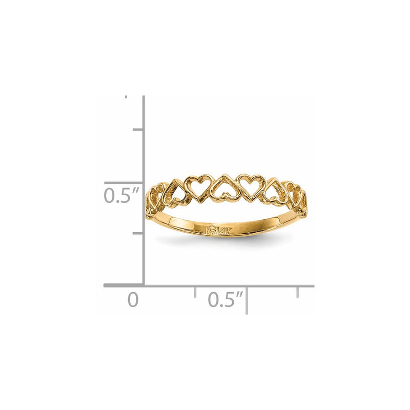 14K Yellow Gold 9-Hearts Ring