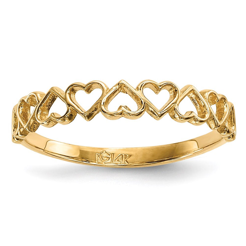 14K Yellow Gold 9-Hearts Ring