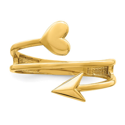 14K Yellow Gold Heart and Arrow Ring