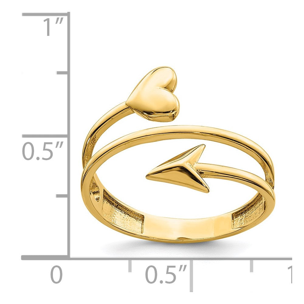 14K Yellow Gold Heart and Arrow Ring