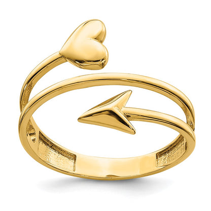 14K Yellow Gold Heart and Arrow Ring