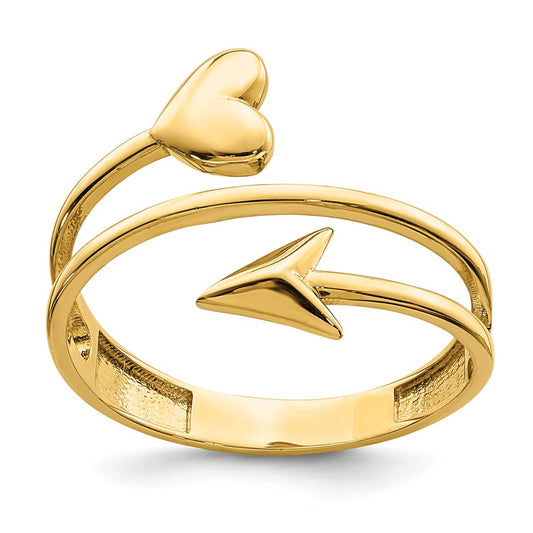 14K Yellow Gold Heart and Arrow Ring