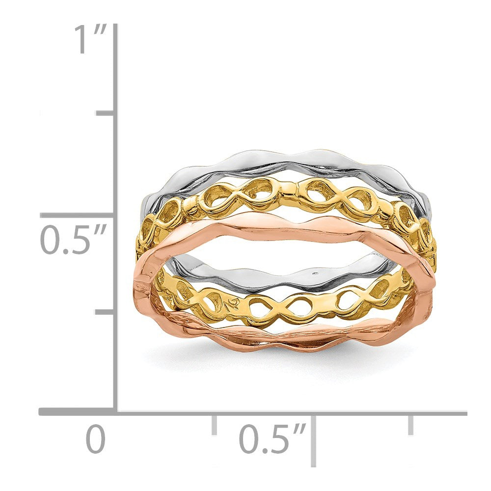14k yellow white rose gold set of 3 stackable rings r659